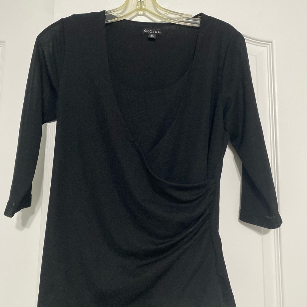 George Women's Elegant Black Drape Blouse